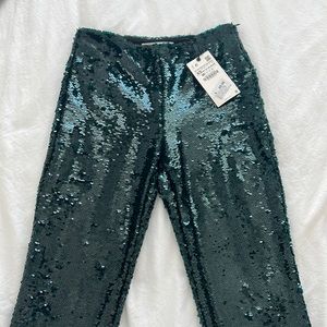 Green sequin boot pants ZARA